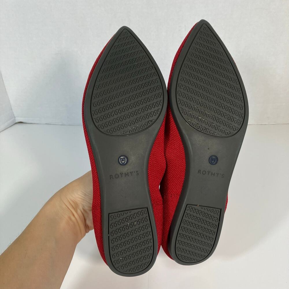 Rothy's The Point Bright Red Knit Fabric Pointed Toe Slip On Ballet Flats - Picture 13 of 16